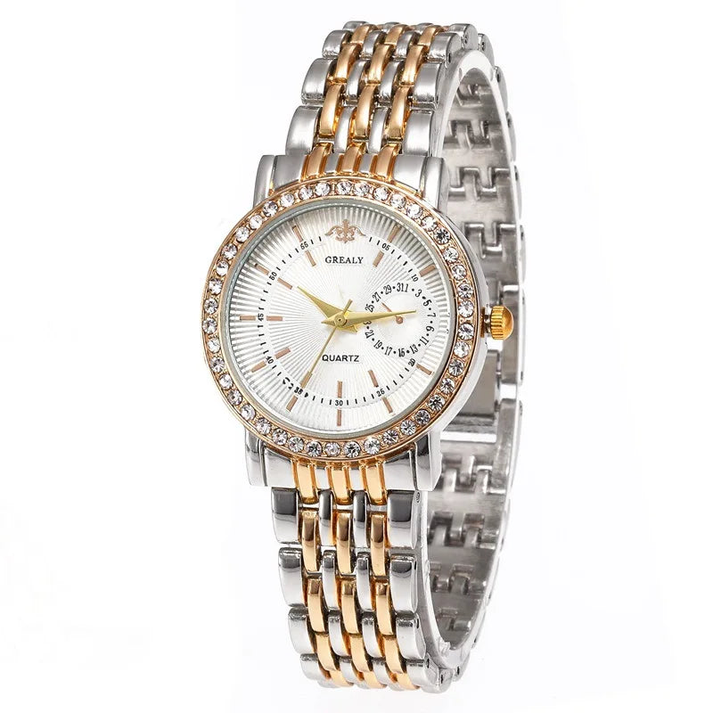 New Luxury Exquisite Women Quartz Watch Business Fashion Casual Round Rhinestone Quartz Watch Gift For Friends Family Relogio