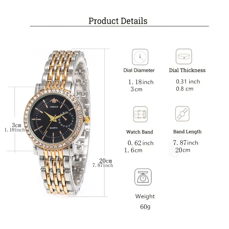 New Luxury Exquisite Women Quartz Watch Business Fashion Casual Round Rhinestone Quartz Watch Gift For Friends Family Relogio